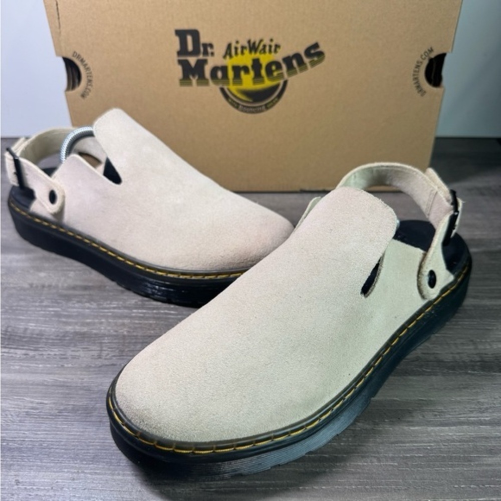 Dr. Martens Carlson Suede Slingback Mules Beige Warm Sand size 10 EUC